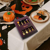 Maxbell Halloween Spoon and Fork Set Lovely Cutlery Gift Box for Fruit Home Festival Gold with 4pcs