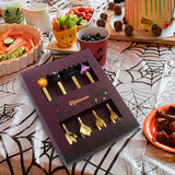 Maxbell Halloween Spoon and Fork Set Lovely Cutlery Gift Box for Fruit Home Festival Gold with 4pcs