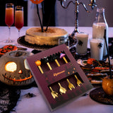 Maxbell Halloween Spoon and Fork Set Lovely Cutlery Gift Box for Fruit Home Festival Gold with 4pcs