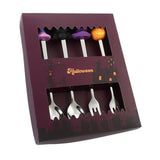 Maxbell Halloween Spoon and Fork Set Lovely Cutlery Gift Box for Fruit Home Festival Silver with 4pcs