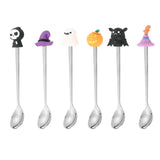 Maxbell Halloween Spoon and Fork Set Reusable Decor DIY Gift for Dessert Jam Holiday Silver with 6pcs