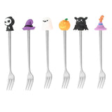 Maxbell Halloween Spoon and Fork Set Reusable Decor DIY Gift for Dessert Jam Holiday Silver with 6pcs