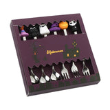 Maxbell Halloween Spoon and Fork Set Reusable Decor DIY Gift for Dessert Jam Holiday Silver with 6pcs