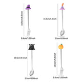 Maxbell Halloween Spoon and Fork Set Reusable Decor DIY Gift for Dessert Jam Holiday Silver with 4pcs