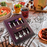 Maxbell Halloween Spoon and Fork Set Reusable Decor DIY Gift for Dessert Jam Holiday Silver with 4pcs