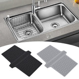 Maxbell Kitchen Sink Saddle Protector Silicone Flexible Glassware Dishes Divider Mat Black