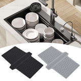 Maxbell Kitchen Sink Saddle Protector Silicone Flexible Glassware Dishes Divider Mat Black