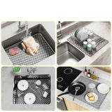 Maxbell Kitchen Sink Mat with Center Drain Grid Multipurpose Silicone Sink Protector Black