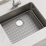 Maxbell Kitchen Sink Mat with Center Drain Grid Multipurpose Silicone Sink Protector Gray