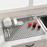 Maxbell Kitchen Sink Mat with Center Drain Grid Multipurpose Silicone Sink Protector Gray