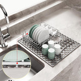 Maxbell Kitchen Sink Mat with Center Drain Grid Multipurpose Silicone Sink Protector Gray