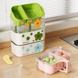 Maxbell Fruit Washing Bowl Colander Container Double Layer Stackable Draining Basket Green