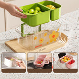 Maxbell Fruit Washing Bowl Colander Container Double Layer Stackable Draining Basket Green