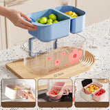 Maxbell Fruit Washing Bowl Colander Container Double Layer Stackable Draining Basket Blue