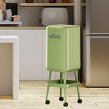 Maxbell Press Type Trash Can with Wheels Waste Paper Bucket for Bedroom Kitchen Home Green