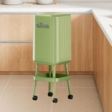 Maxbell Press Type Trash Can with Wheels Waste Paper Bucket for Bedroom Kitchen Home Green
