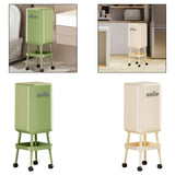 Maxbell Press Type Trash Can with Wheels Waste Paper Bucket for Bedroom Kitchen Home Green