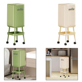 Maxbell Press Type Trash Can with Wheels Waste Paper Bucket for Bedroom Kitchen Home Green
