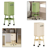 Maxbell Press Type Trash Can with Wheels Waste Paper Bucket for Bedroom Kitchen Home Green