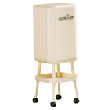 Maxbell Press Type Trash Can with Wheels Waste Paper Bucket for Bedroom Kitchen Home White