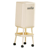 Maxbell Press Type Trash Can with Wheels Waste Paper Bucket for Bedroom Kitchen Home White
