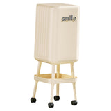 Maxbell Press Type Trash Can with Wheels Waste Paper Bucket for Bedroom Kitchen Home White
