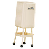 Maxbell Press Type Trash Can with Wheels Waste Paper Bucket for Bedroom Kitchen Home White