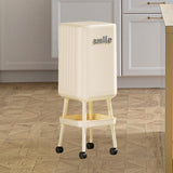 Maxbell Press Type Trash Can with Wheels Waste Paper Bucket for Bedroom Kitchen Home White