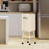 Maxbell Press Type Trash Can with Wheels Waste Paper Bucket for Bedroom Kitchen Home White