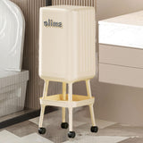 Maxbell Press Type Trash Can with Wheels Waste Paper Bucket for Bedroom Kitchen Home White