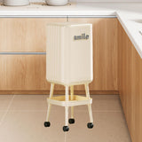 Maxbell Press Type Trash Can with Wheels Waste Paper Bucket for Bedroom Kitchen Home White
