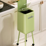 Maxbell Trash Can with Wheels Minimalist Wastebasket for Kitchen Dresser Living Room Green