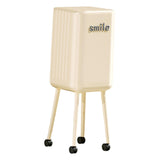 Maxbell Trash Can with Wheels Minimalist Wastebasket for Kitchen Dresser Living Room White