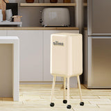Maxbell Trash Can with Wheels Minimalist Wastebasket for Kitchen Dresser Living Room White