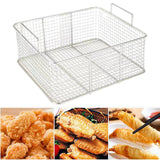 Maxbell Square Frying Drain Basket Stainless Steel for French Fries 35x25x10cm