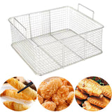 Maxbell Square Frying Drain Basket Stainless Steel for French Fries 38x25x10cm