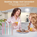 Maxbell Acrylic Straw Holder Stick on Kitchen Accessories Container for Cabinet Door