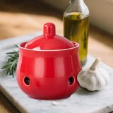 Maxbell Garlic Keeper with Lid Keep Your Garlic Cloves Fresh for Countertop for Home Red