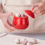 Maxbell Garlic Keeper with Lid Keep Your Garlic Cloves Fresh for Countertop for Home Red