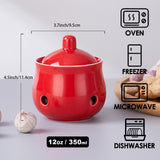 Maxbell Garlic Keeper with Lid Keep Your Garlic Cloves Fresh for Countertop for Home Red