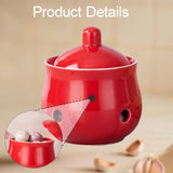 Maxbell Garlic Keeper with Lid Keep Your Garlic Cloves Fresh for Countertop for Home Red