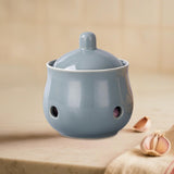Maxbell Garlic Keeper with Lid Keep Your Garlic Cloves Fresh for Countertop for Home Gray