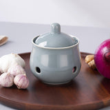 Maxbell Garlic Keeper with Lid Keep Your Garlic Cloves Fresh for Countertop for Home Gray