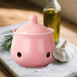 Maxbell Garlic Keeper with Lid Keep Your Garlic Cloves Fresh for Countertop for Home Pink