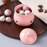 Maxbell Garlic Keeper with Lid Keep Your Garlic Cloves Fresh for Countertop for Home Pink