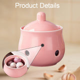Maxbell Garlic Keeper with Lid Keep Your Garlic Cloves Fresh for Countertop for Home Pink