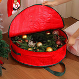 Maxbell Christmas Wreath Storage Bag with Zipper Handles Round Xmas for Home   L