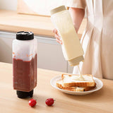 Maxbell Sauce Squeeze Bottle Visible 720ml Squirt Bottle for Sauce Seasoning Mustard beige caps