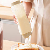Maxbell Sauce Squeeze Bottle Visible 720ml Squirt Bottle for Sauce Seasoning Mustard beige caps
