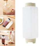 Maxbell Sauce Squeeze Bottle Visible 720ml Squirt Bottle for Sauce Seasoning Mustard beige caps